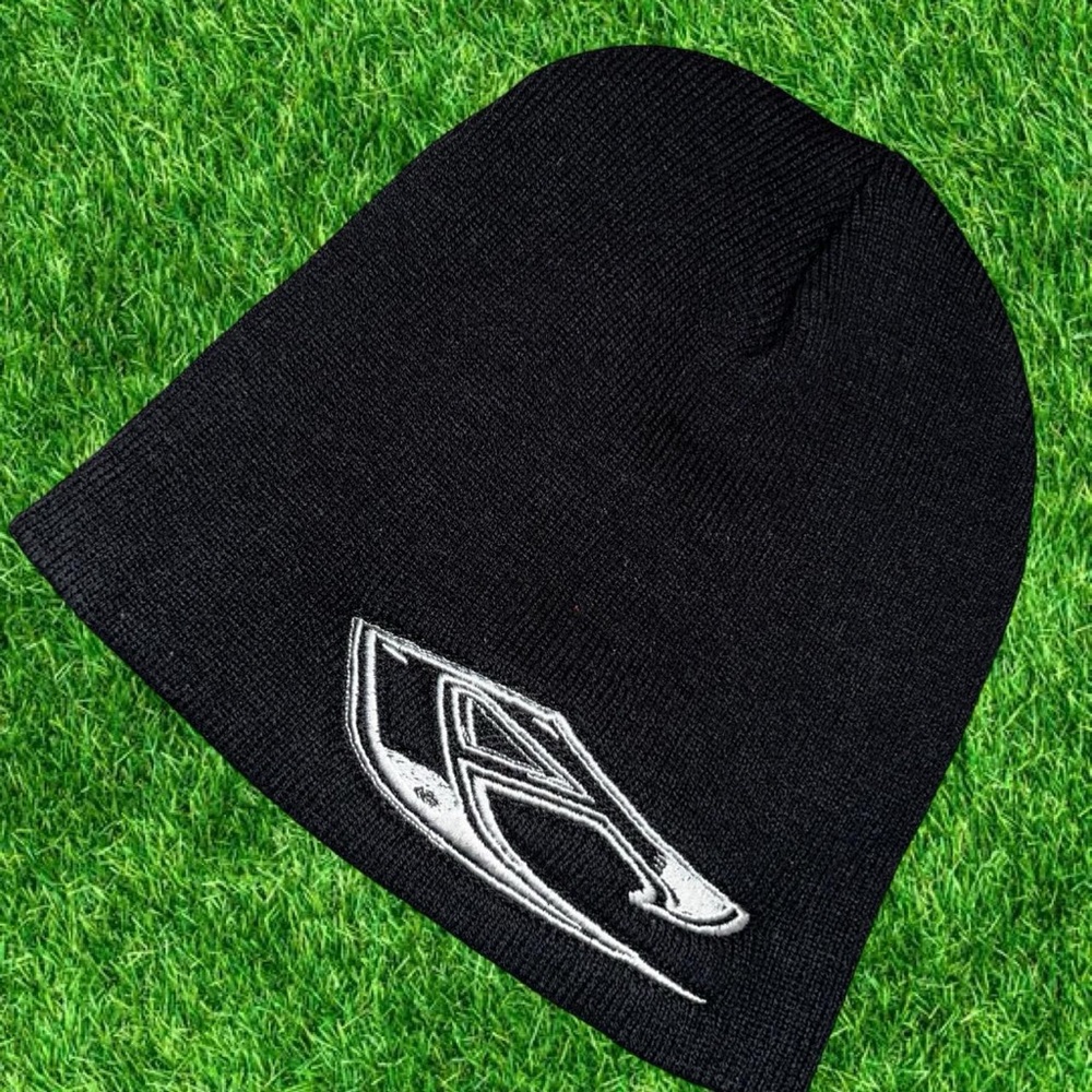 Playboi Carti Antagonist Tour Black and white beanie with embroidered logo